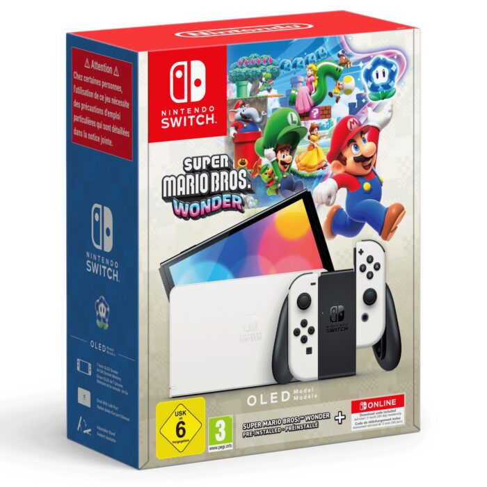 Nintendo Switch OLED (White) + Super Mario Bros. Wonder + Online Individual 12-Month videoconsola portátil 17,8 cm (7") 64 GB Pantalla táctil Wifi Blan