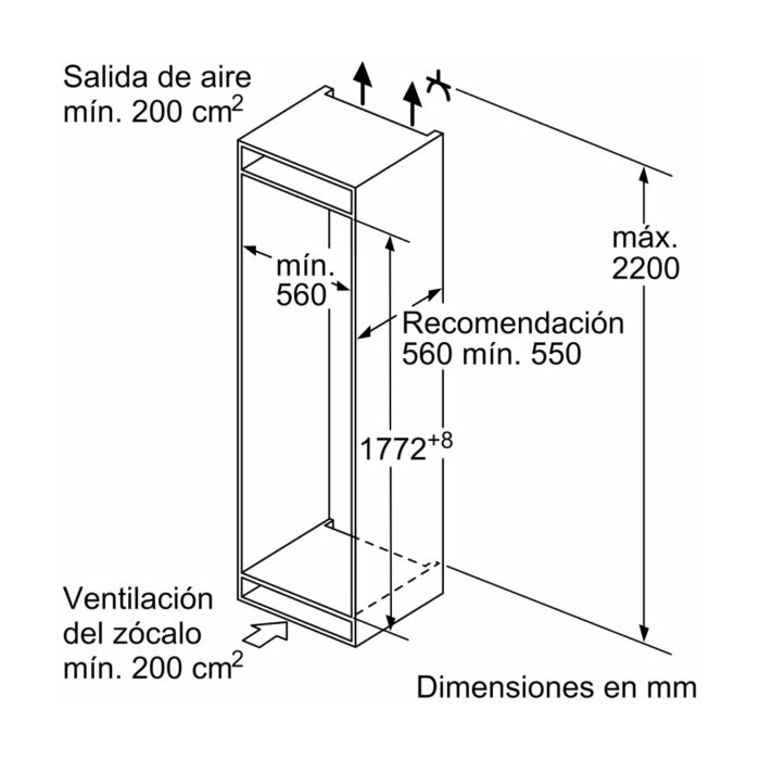 Frigorífico combi Integrable Bosch KIV86VSE0 Serie 4 267 L E - Imagen 7