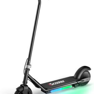 iScooter IK3 Patinete Electrico Niño, 6" Patinete Electrico para Niños De 6 A 12 Años, Freno Electrónico por Gatillo, Freno Trasero De Pie, Luces LED Coloridas, Pantalla LED, 5/10/16 KM/H, Rosa/Negro