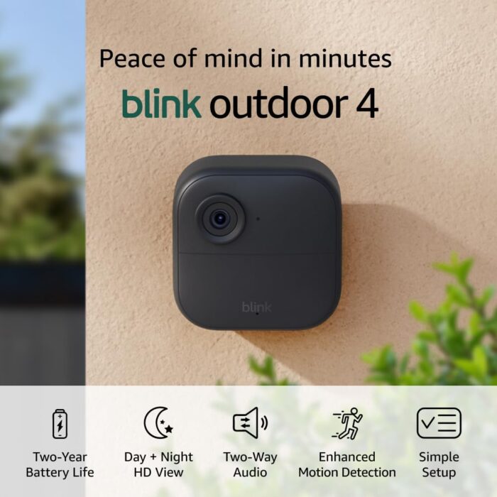 Blink Outdoor 4 (modelo más reciente), Cámara de seguridad inteligente inalámbrica, batería de dos años, video en vivo diurno en HD 1080p y nocturno por infrarrojos – Sistema de 1 cámara - Imagen 2
