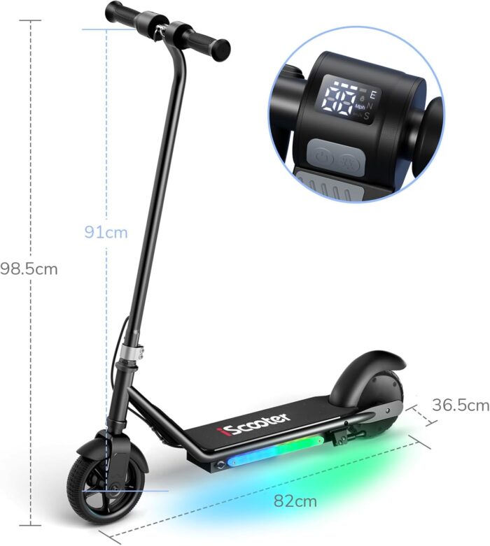 iScooter IK3 Patinete Electrico Niño, 6" Patinete Electrico para Niños De 6 A 12 Años, Freno Electrónico por Gatillo, Freno Trasero De Pie, Luces LED Coloridas, Pantalla LED, 5/10/16 KM/H, Rosa/Negro - Imagen 2