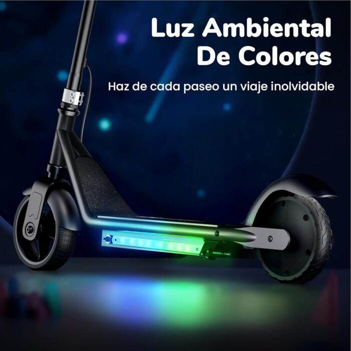 iScooter IK3 Patinete Electrico Niño, 6" Patinete Electrico para Niños De 6 A 12 Años, Freno Electrónico por Gatillo, Freno Trasero De Pie, Luces LED Coloridas, Pantalla LED, 5/10/16 KM/H, Rosa/Negro - Imagen 4