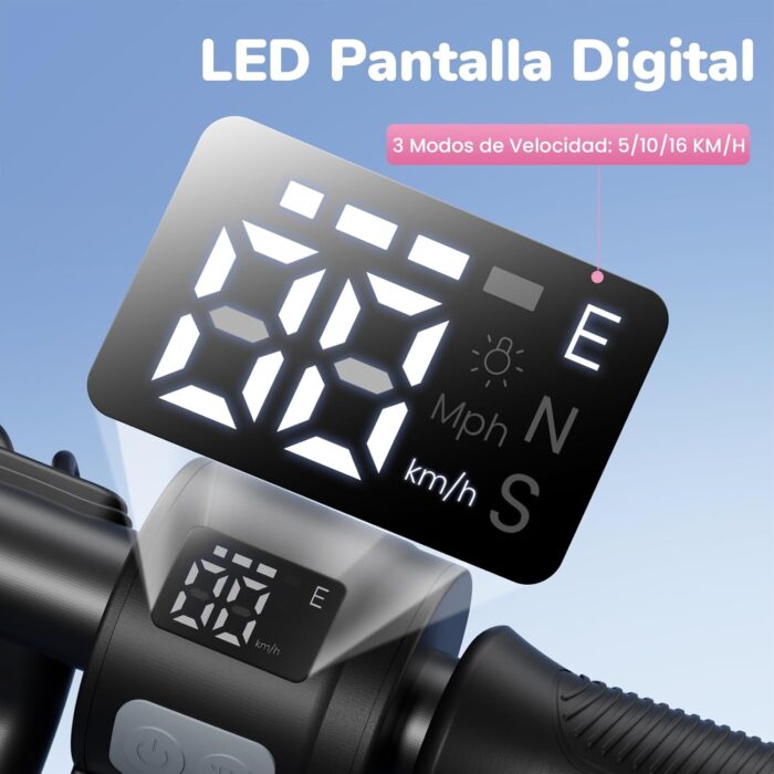 iScooter IK3 Patinete Electrico Niño, 6" Patinete Electrico para Niños De 6 A 12 Años, Freno Electrónico por Gatillo, Freno Trasero De Pie, Luces LED Coloridas, Pantalla LED, 5/10/16 KM/H, Rosa/Negro - Imagen 3