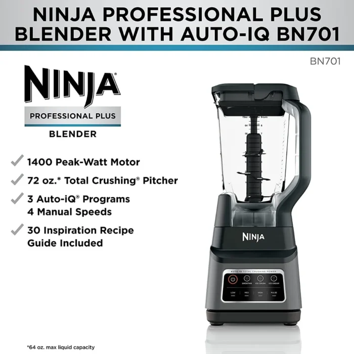 Licuadora portátil Ninja Professional Plus Auto-iQ BN701 2.1 L gris y negra con vaso de tritan 110V - Imagen 2
