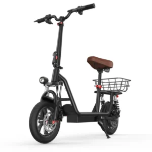 iScooter - iScooter i12 - Patinete eléctrico con asiento para adultos, 500 W, 12 pulgadas, doble suspensión, para desplazamientos urbanos, con cesta, color negro